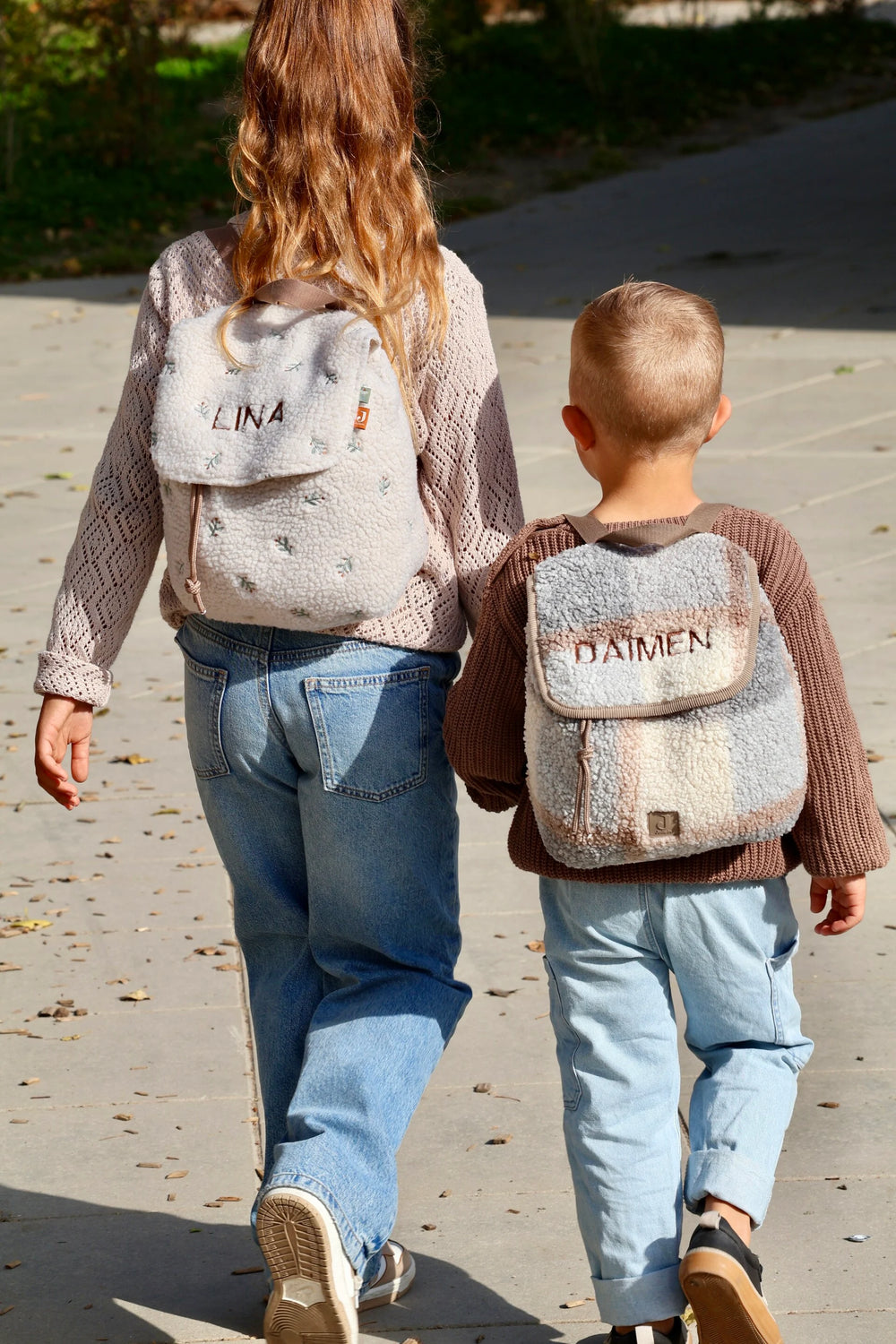 Rugtas - Jollein Teddy Lovely & Check boucle